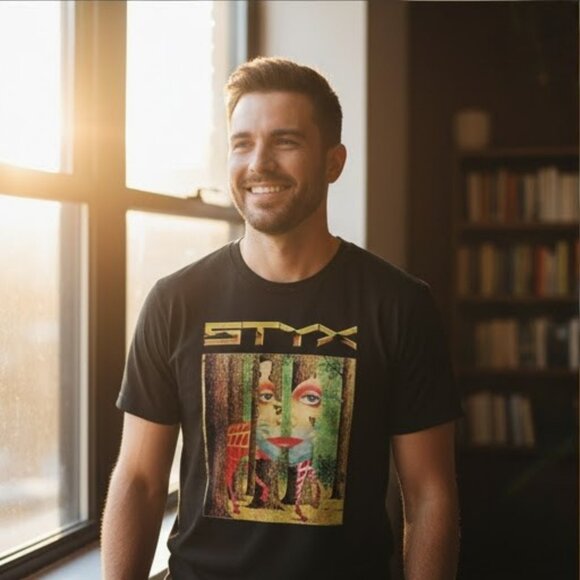 Classic 70s Progresssive Arena Rock Album Graphic Tee Black Vintage Unisex - Picture 3 of 3